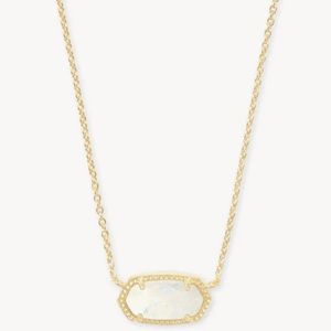 Elisa Gold Pendant Necklace in White Kyocera Opal